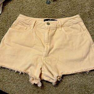 Ultra high rise cream/tan/nude denim shorts